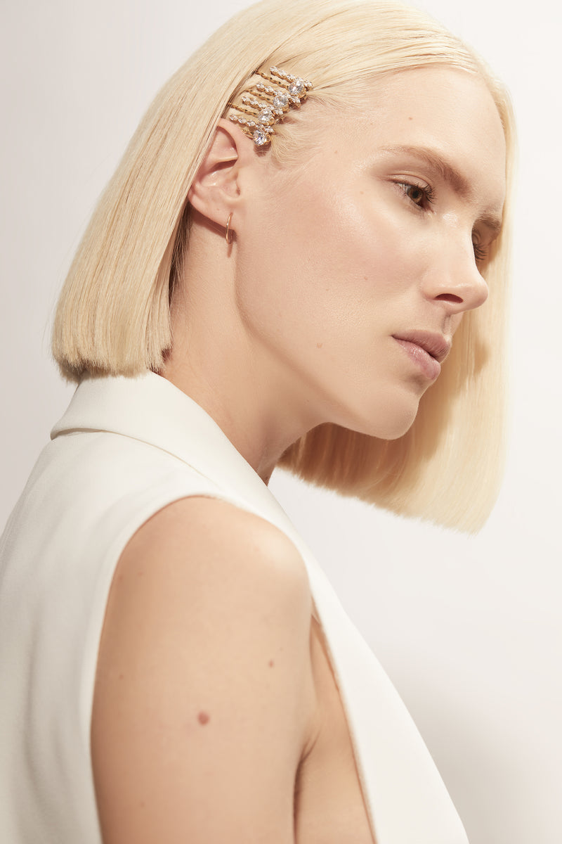 Blonde Woman With Bob Wearing Morgan Roy Accessories